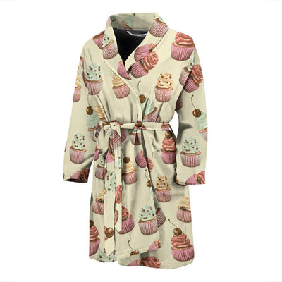 Cupcake Pattern Print Design 04 Men Bathrobe-JORJUNE.COM