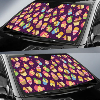 Cupcake Pattern Print Design 05 Car Sun Shade-JORJUNE.COM