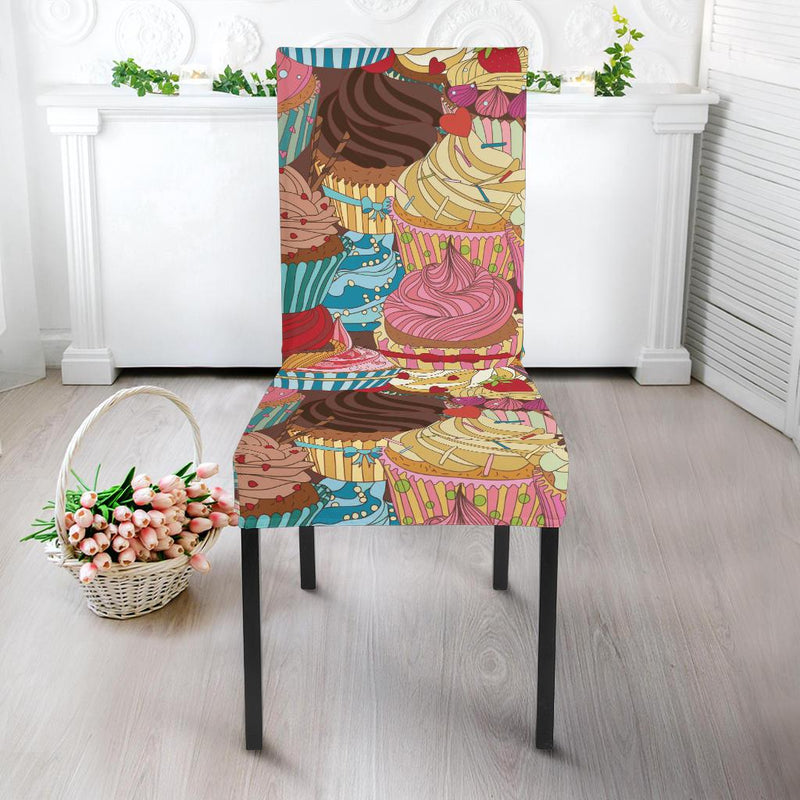 Cupcake Pattern Print Design CP01 Dining Chair Slipcover-JORJUNE.COM