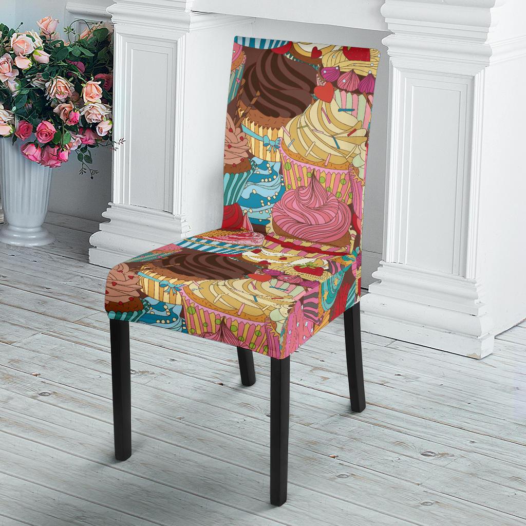 Cupcake Pattern Print Design CP01 Dining Chair Slipcover-JORJUNE.COM