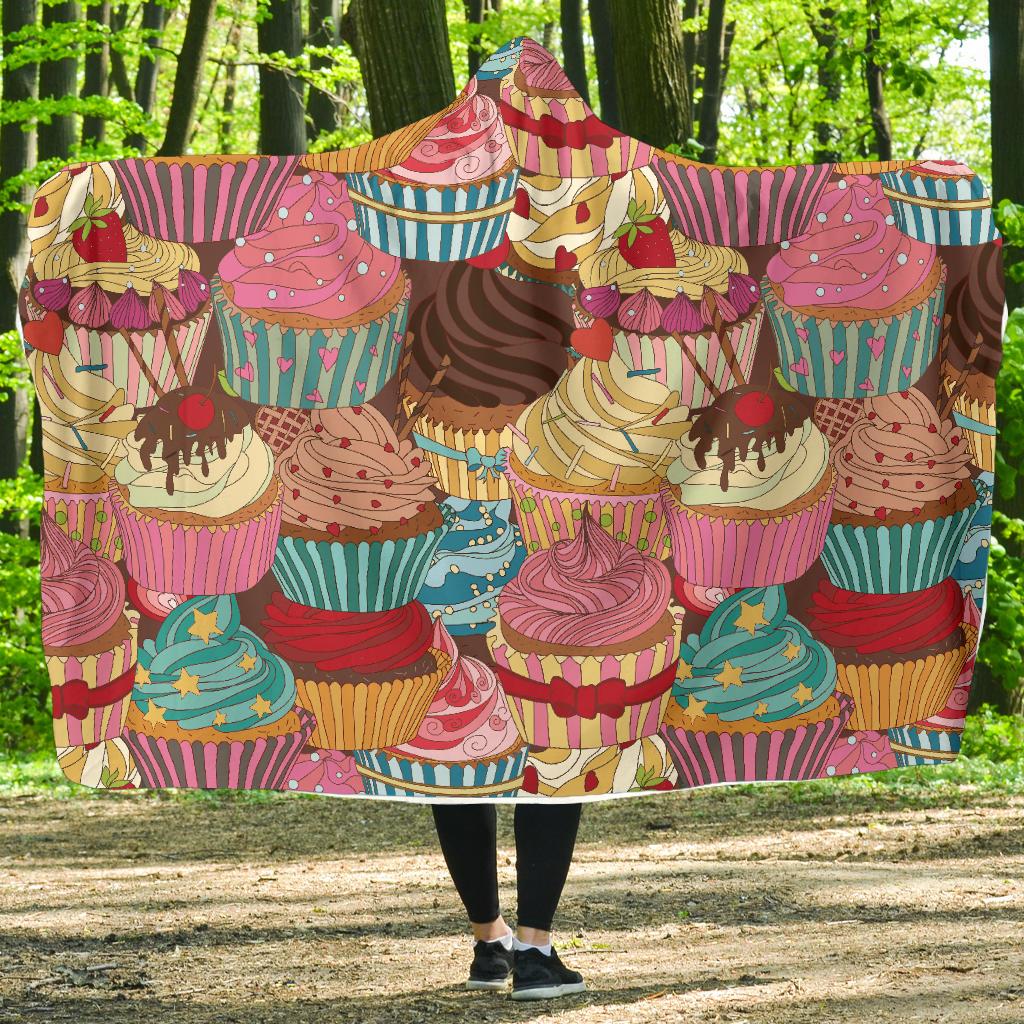 Cupcake Pattern Print Design CP01 Hooded Blanket-JORJUNE.COM