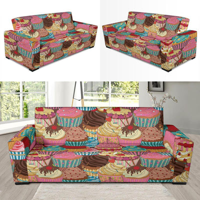 Cupcake Pattern Print Design CP01 Sofa Slipcover-JORJUNE.COM