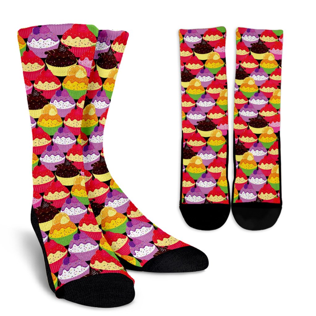 Cupcake Pattern Print Design CP02 Crew Socks-JORJUNE.COM