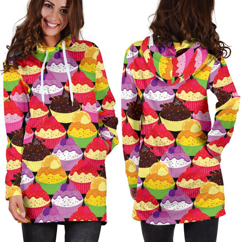 Cupcake Pattern Print Design CP02 Women Hoodie Dress