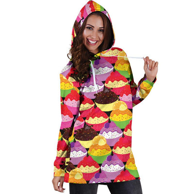 Cupcake Pattern Print Design CP02 Women Hoodie Dress