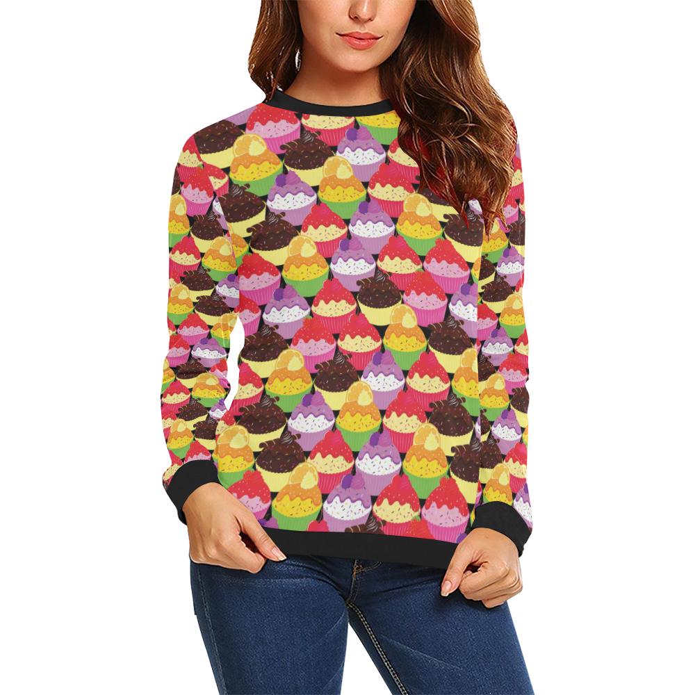 Cupcake Pattern Print Design CP02 Women Long Sleeve Sweatshirt-JorJune