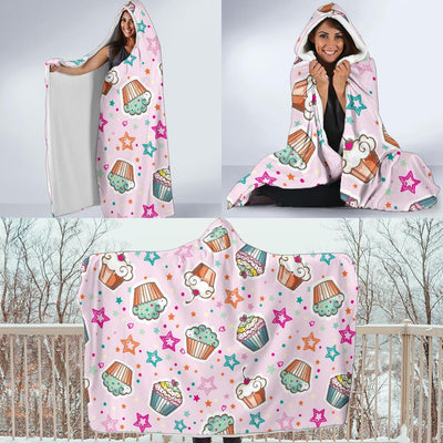 Cupcake Pattern Print Design CP03 Hooded Blanket-JORJUNE.COM