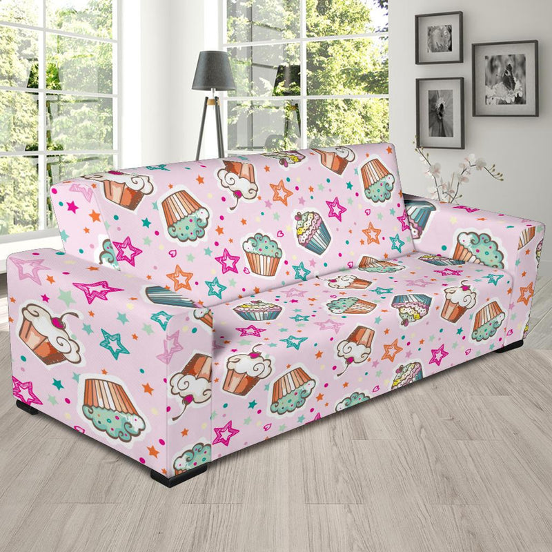 Cupcake Pattern Print Design CP03 Sofa Slipcover-JORJUNE.COM