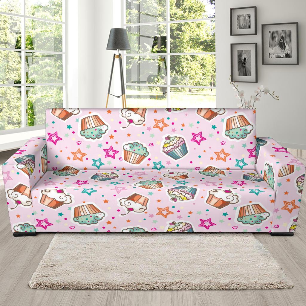 Cupcake Pattern Print Design CP03 Sofa Slipcover-JORJUNE.COM