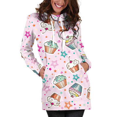 Cupcake Pattern Print Design CP03 Women Hoodie Dress