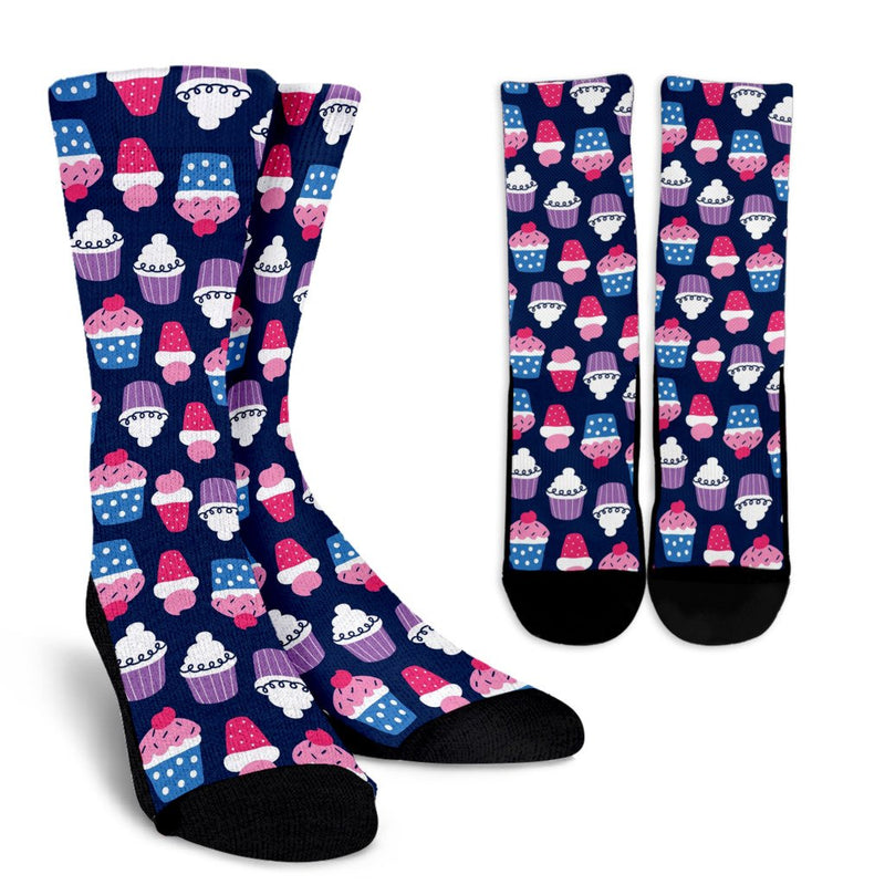 Cupcake Pattern Print Design CP04 Crew Socks-JORJUNE.COM