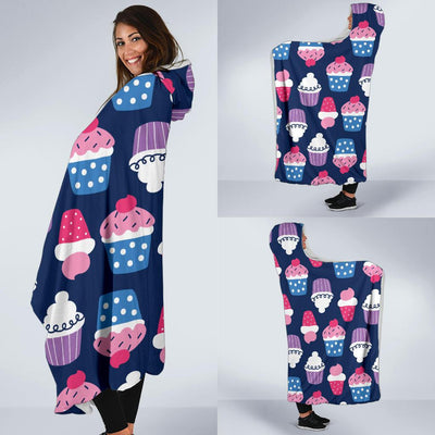 Cupcake Pattern Print Design CP04 Hooded Blanket-JORJUNE.COM