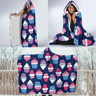 Cupcake Pattern Print Design CP04 Hooded Blanket-JORJUNE.COM