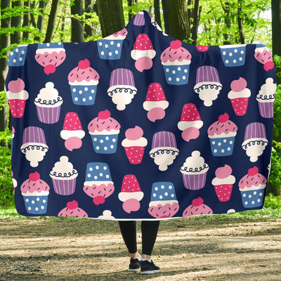 Cupcake Pattern Print Design CP04 Hooded Blanket-JORJUNE.COM