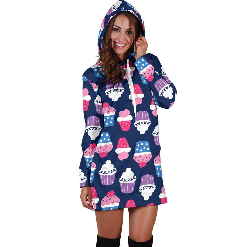 Cupcake Pattern Print Design CP04 Women Hoodie Dress