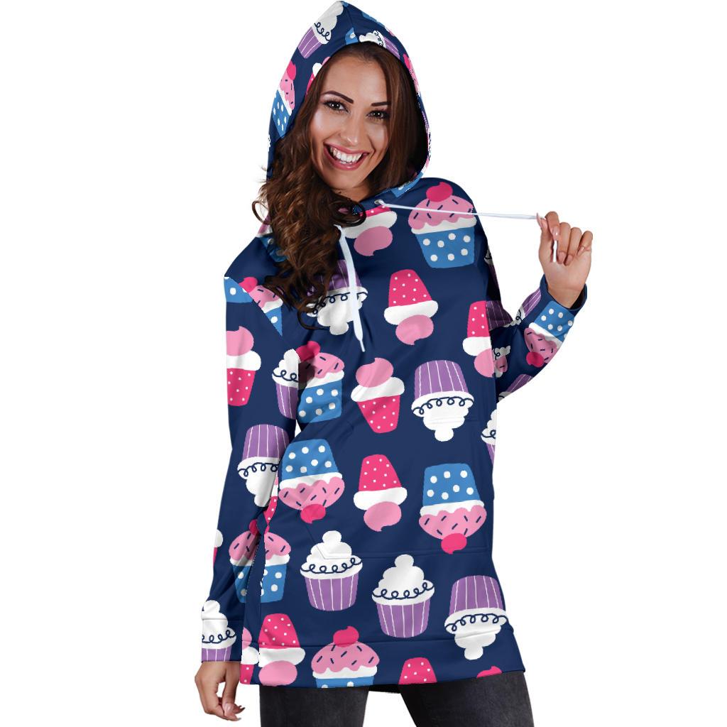 Cupcake Pattern Print Design CP04 Women Hoodie Dress