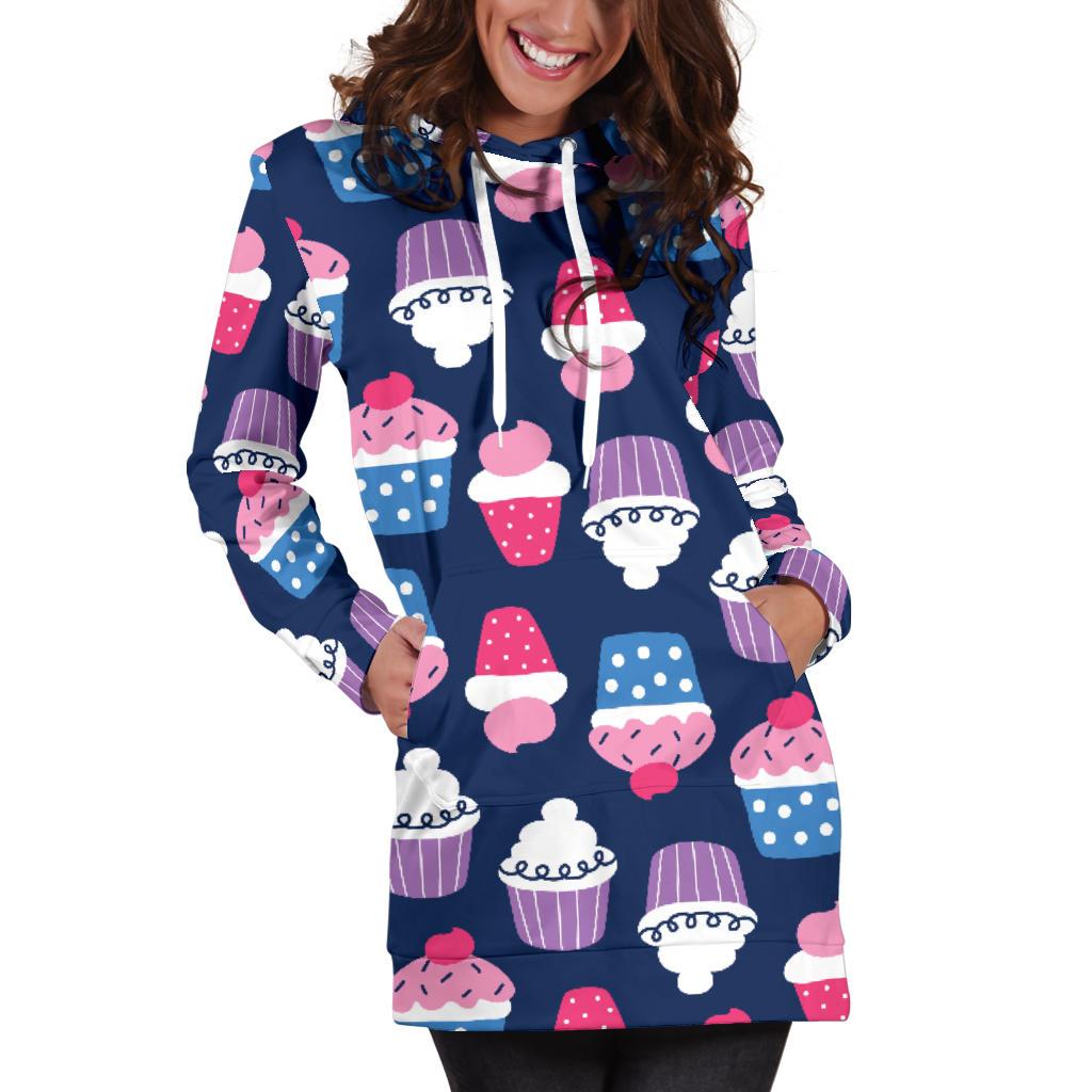 Cupcake Pattern Print Design CP04 Women Hoodie Dress