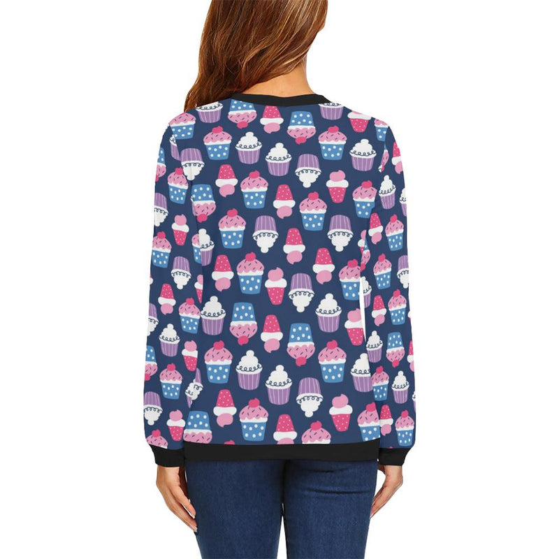 Cupcake Pattern Print Design CP04 Women Long Sleeve Sweatshirt-JorJune