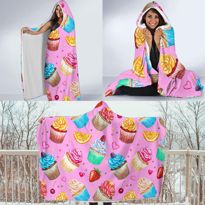 Cupcake Pattern Print Design CP05 Hooded Blanket-JORJUNE.COM