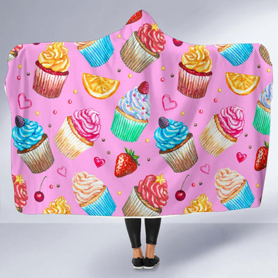 Cupcake Pattern Print Design CP05 Hooded Blanket-JORJUNE.COM