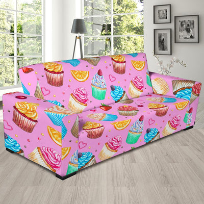 Cupcake Pattern Print Design CP05 Sofa Slipcover-JORJUNE.COM