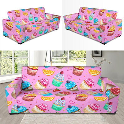 Cupcake Pattern Print Design CP05 Sofa Slipcover-JORJUNE.COM