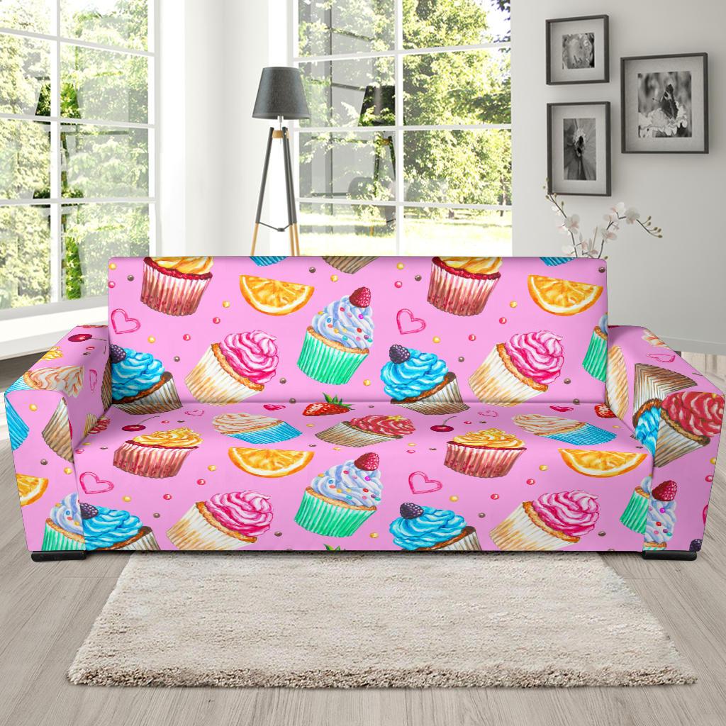 Cupcake Pattern Print Design CP05 Sofa Slipcover-JORJUNE.COM