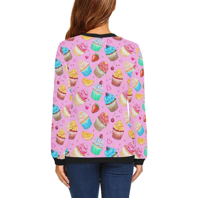 Cupcake Pattern Print Design CP05 Women Long Sleeve Sweatshirt-JorJune