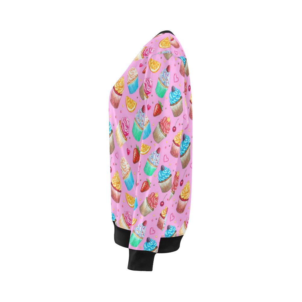 Cupcake Pattern Print Design CP05 Women Long Sleeve Sweatshirt-JorJune