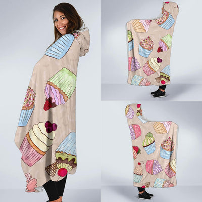 Cupcake Pattern Print Design CP06 Hooded Blanket-JORJUNE.COM