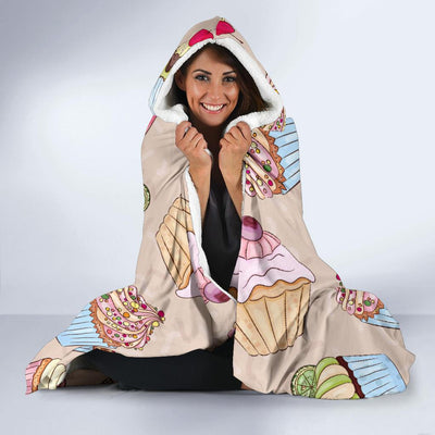 Cupcake Pattern Print Design CP06 Hooded Blanket-JORJUNE.COM