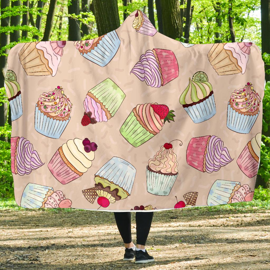 Cupcake Pattern Print Design CP06 Hooded Blanket-JORJUNE.COM