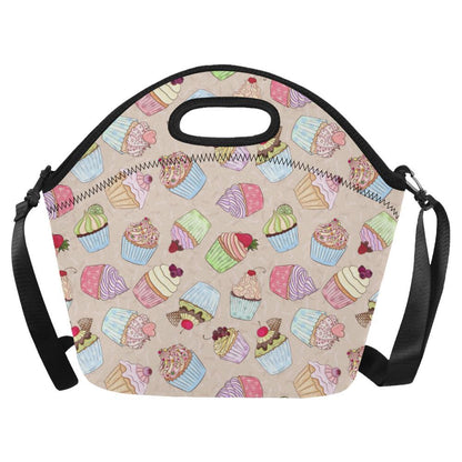 Cupcake Pattern Print Design CP06 Neoprene Lunch Bag-JorJune