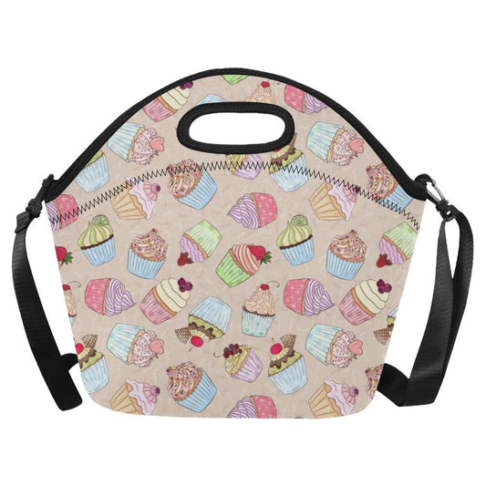 Cupcake Pattern Print Design CP06 Neoprene Lunch Bag-JorJune