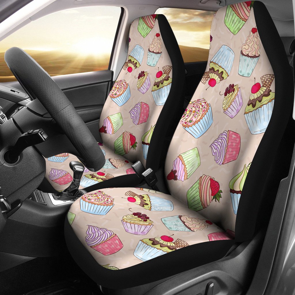 Cupcake Pattern Print Design CP06 Universal Fit Car Seat Covers