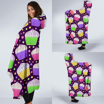 Cupcake Pattern Print Design CP07 Hooded Blanket-JORJUNE.COM