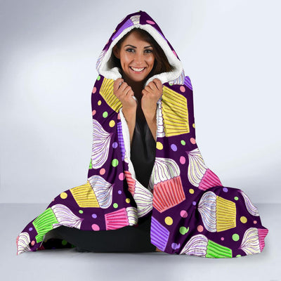 Cupcake Pattern Print Design CP07 Hooded Blanket-JORJUNE.COM