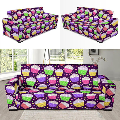 Cupcake Pattern Print Design CP07 Sofa Slipcover-JORJUNE.COM