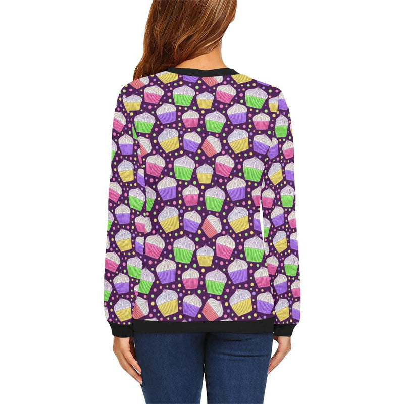 Cupcake Pattern Print Design CP07 Women Long Sleeve Sweatshirt-JorJune