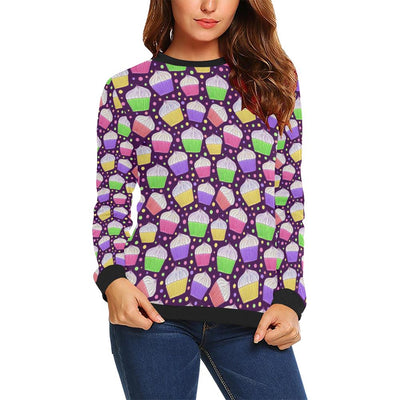 Cupcake Pattern Print Design CP07 Women Long Sleeve Sweatshirt-JorJune