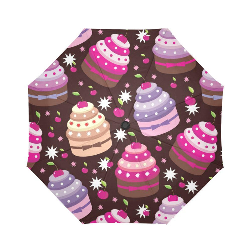 Cupcake Print Automatic Foldable Umbrella