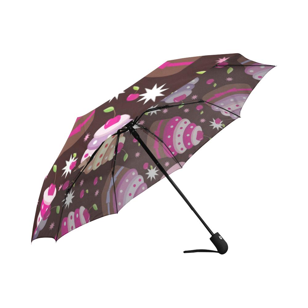 Cupcake Print Automatic Foldable Umbrella
