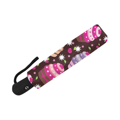 Cupcake Print Automatic Foldable Umbrella