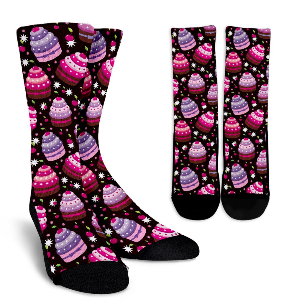 Cupcake Print Crew Socks