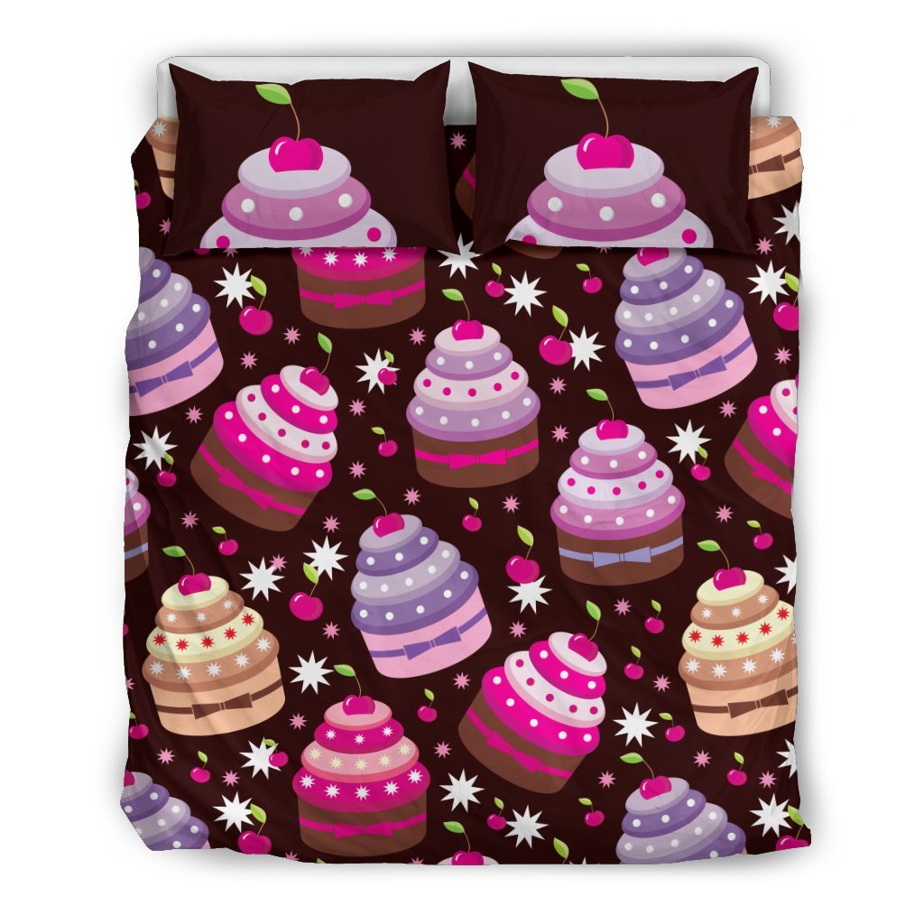 Cupcake Print Duvet Cover Bedding Set