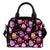 Cupcake Print Leather Shoulder Handbag