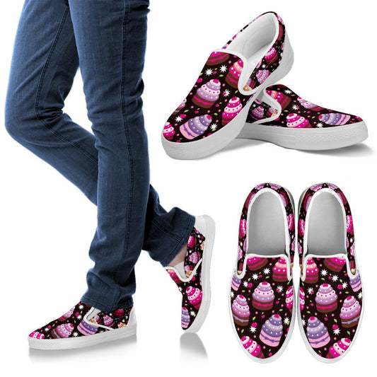 Cupcake Print Men Canvas Slip On Shoes