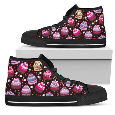 Cupcake Print Men High Top Canvas Shoes