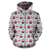 CupCake Print Pattern All Over Zip Up Hoodie