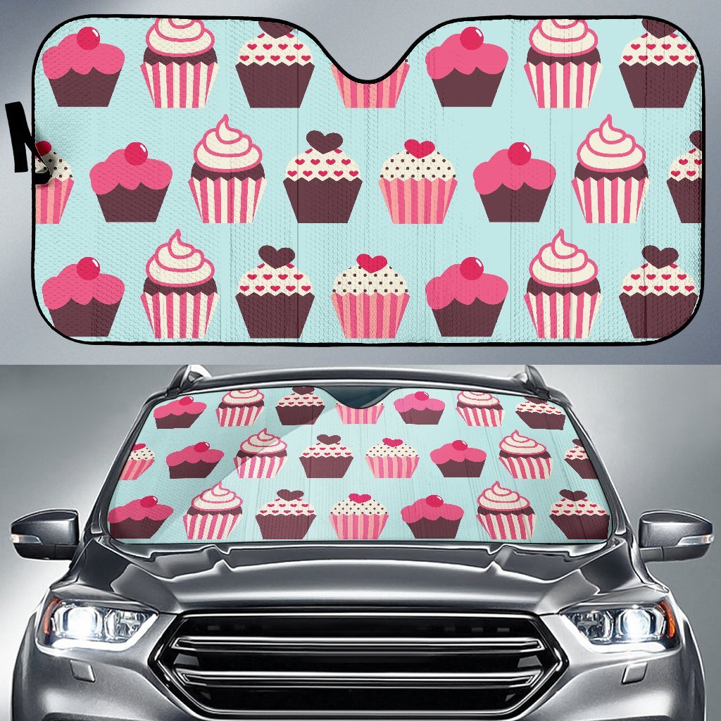 CupCake Print Pattern Car Sun Shade-JorJune